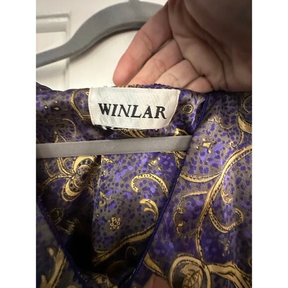 Winlar Women's Purple Gold V-Neck Satin Kaftan Nightgown swim coverup One Size - Picture 2 of 4